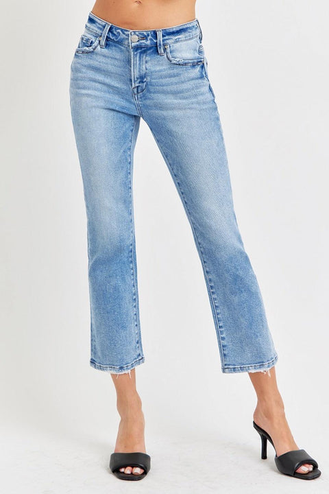 RISEN Low Rise Crop Slim Straight Jeans - Santiago Suarez