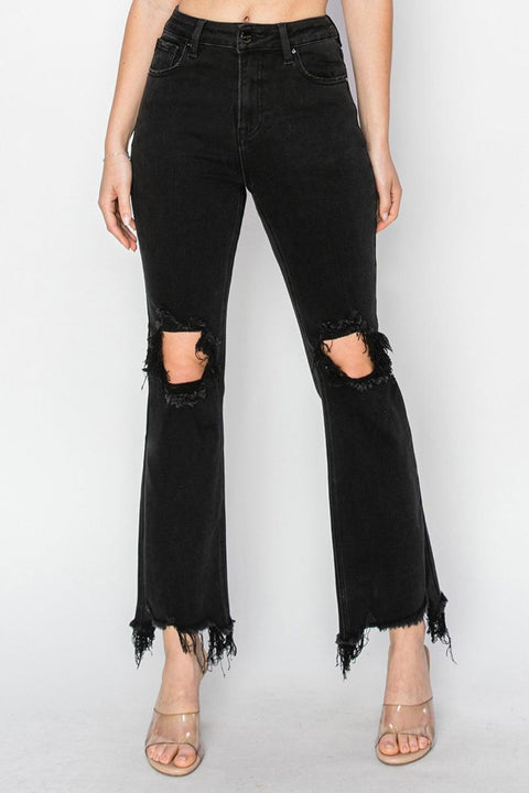 RISEN Distressed Raw Hem Jeans with Pockets - Santiago Suarez