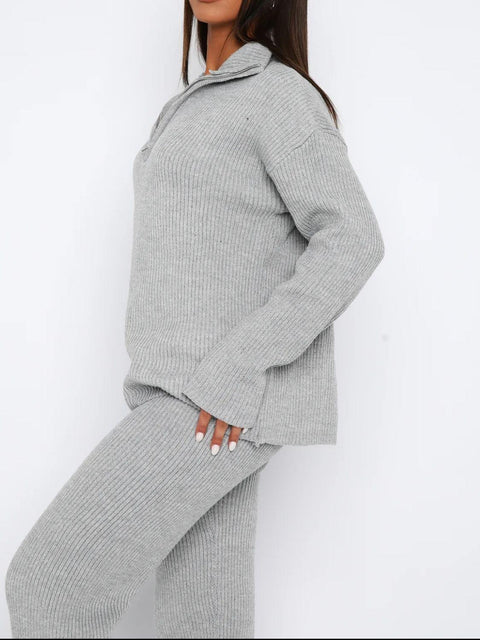 Quarter Zip Long Sleeve Top and Pants Set - Santiago Suarez