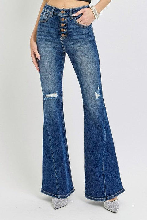 RISEN Distressed Flare Jeans - Santiago Suarez