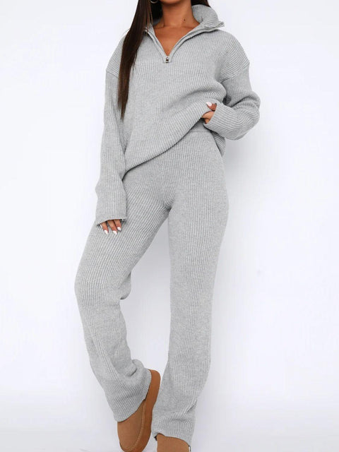 Quarter Zip Long Sleeve Top and Pants Set - Santiago Suarez