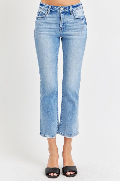 RISEN Low Rise Crop Slim Straight Jeans - Santiago Suarez