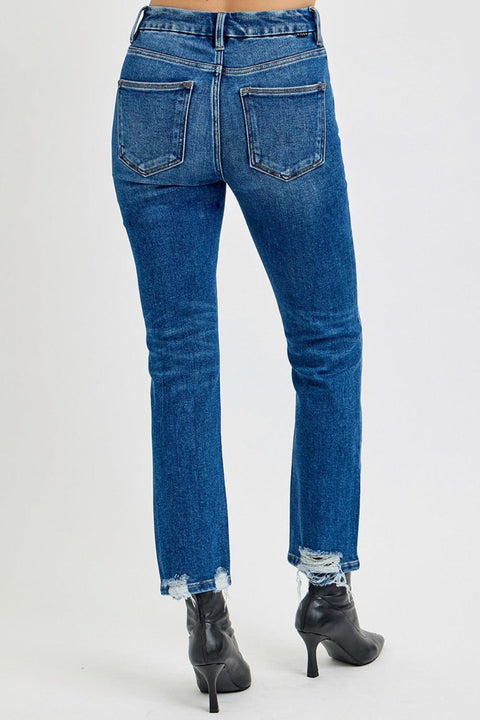 RISEN High Rise Distressed Crop Straight Jeans - Santiago Suarez