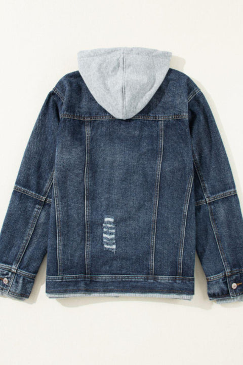 Hooded Zip-Up Denim Jacket - Santiago Suarez