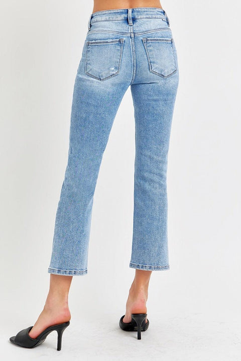 RISEN Low Rise Crop Slim Straight Jeans - Santiago Suarez