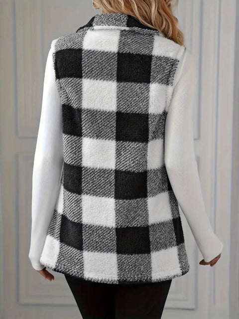 Plaid Button Up Vest Coat - Santiago Suarez